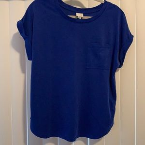 Blue Short cuffed sleeve shirt with front pocket